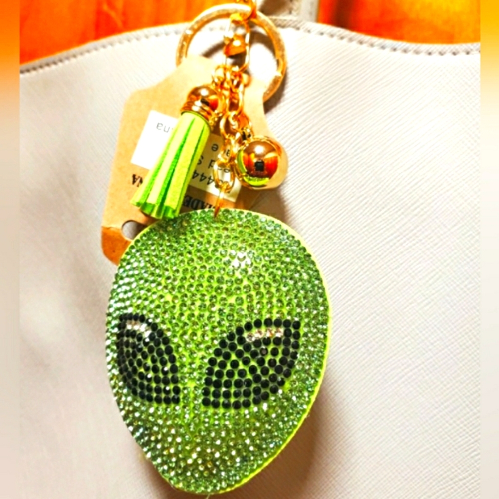 Green Rhinestone Keychain New